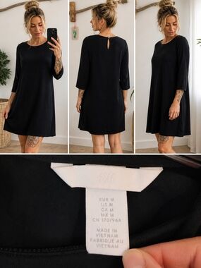 H&M Black A-Line Scoop Neck Mini Dress